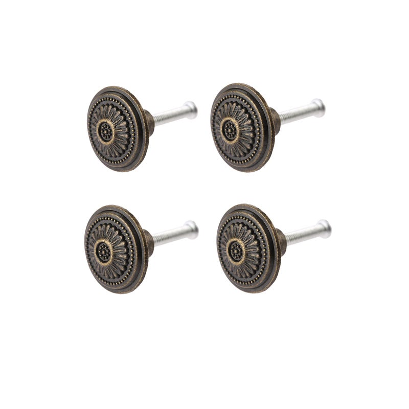 dophee 4Pcs Small Vintage Style Single Hole Cabinet Knobs Drawer Handles for Cupboard Dresser Wooden Case Bookcase Jewelry Box, 1.02" x 0.67" - Image 1
